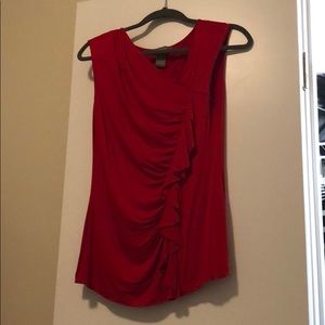 Red Ruffle-Detailed Sleeveless Top